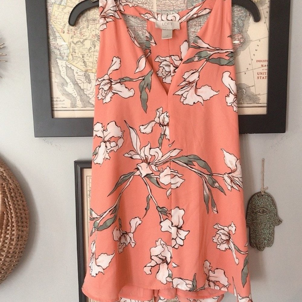 LOFT Racerback Coral Floral Tank